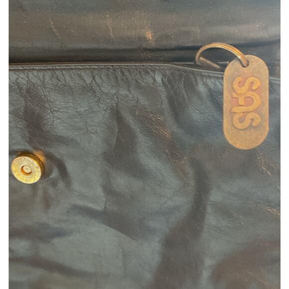 SAS Blue Leather Clutch Zipper Pocket Magnetic Closure Rectangle - Picture 4 of 6